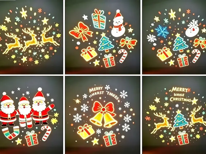 USB Plug-In Christmas Projector Night Light, 6+ Holiday Pattern Ceiling Lamp, Warm LED Christmas Tree Room Decor✨