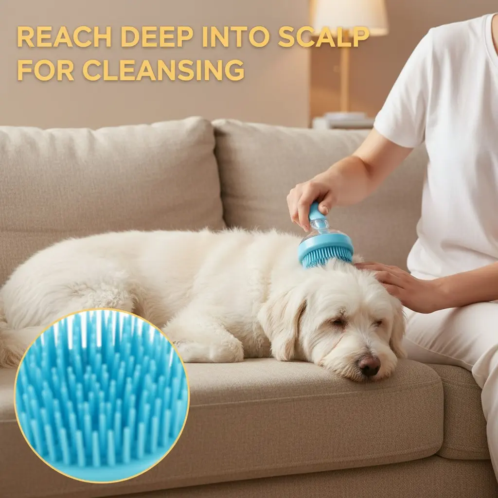 2026 2-in-1 Pet Bath & Grooming Brush with Soap Dispenser