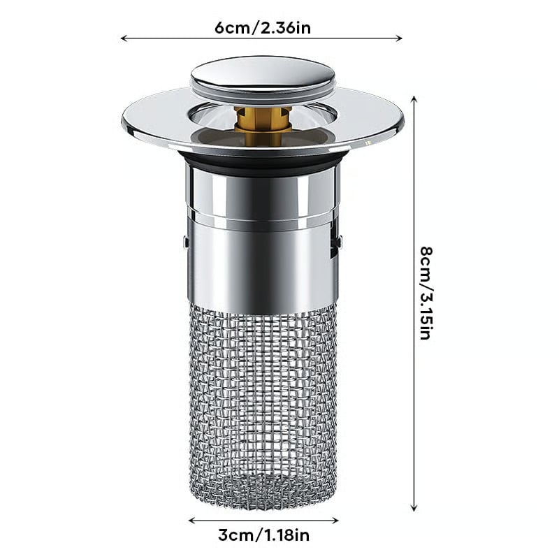 🔥Bathroom Sink Stopper Hair Catcher, Universal Pop Up Sink Drain Filter with Stainless Steel Filter Basket, Bathroom Sink Drain Strainer