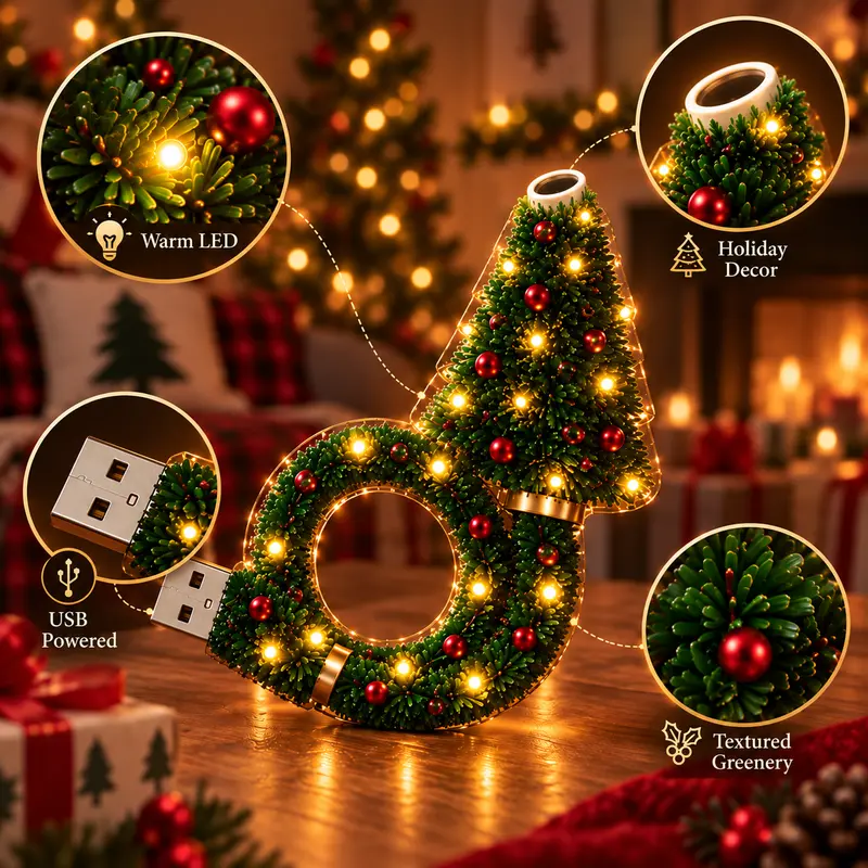 USB Plug-In Christmas Projector Night Light, 6+ Holiday Pattern Ceiling Lamp, Warm LED Christmas Tree Room Decor✨