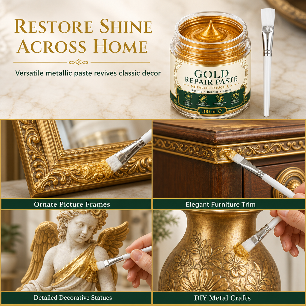 Gold repair paste used across home decor
