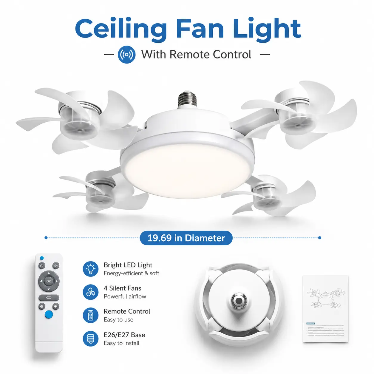 Ceiling Fan Light with Remote Control