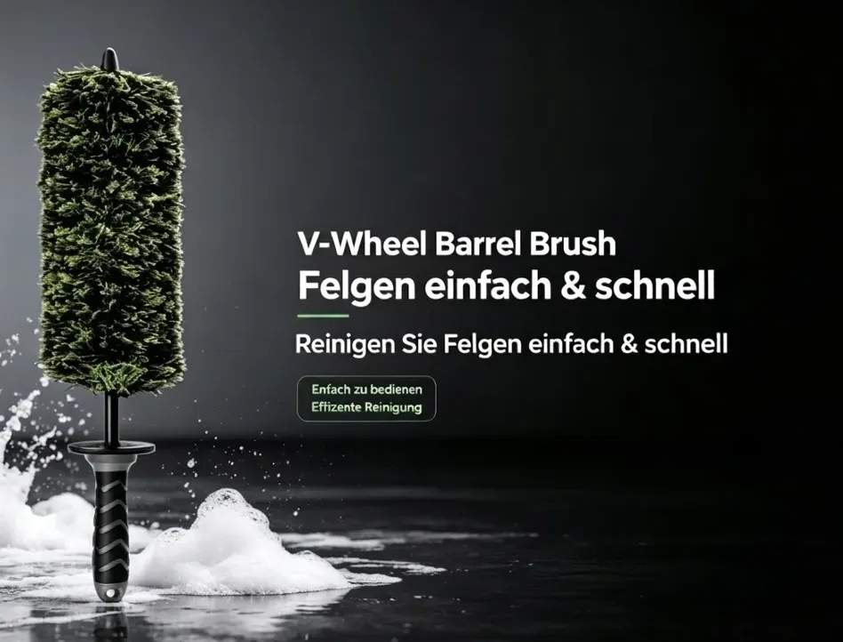 Wheel barrel cleaning brush