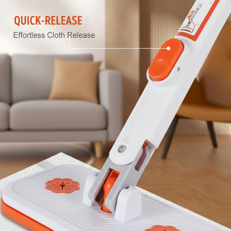 🥳2026 HOT SALE🥳💞50K+ SOLD! 🧹✨ 50% OFF! Multi-Functional Hands-Free Clip Flat Mop – One-key press opens clamps – no touching dirty cloths! Shark-tooth grip holds any wipe or towel firmly. Hygienic & hassle-free! 🧤💪