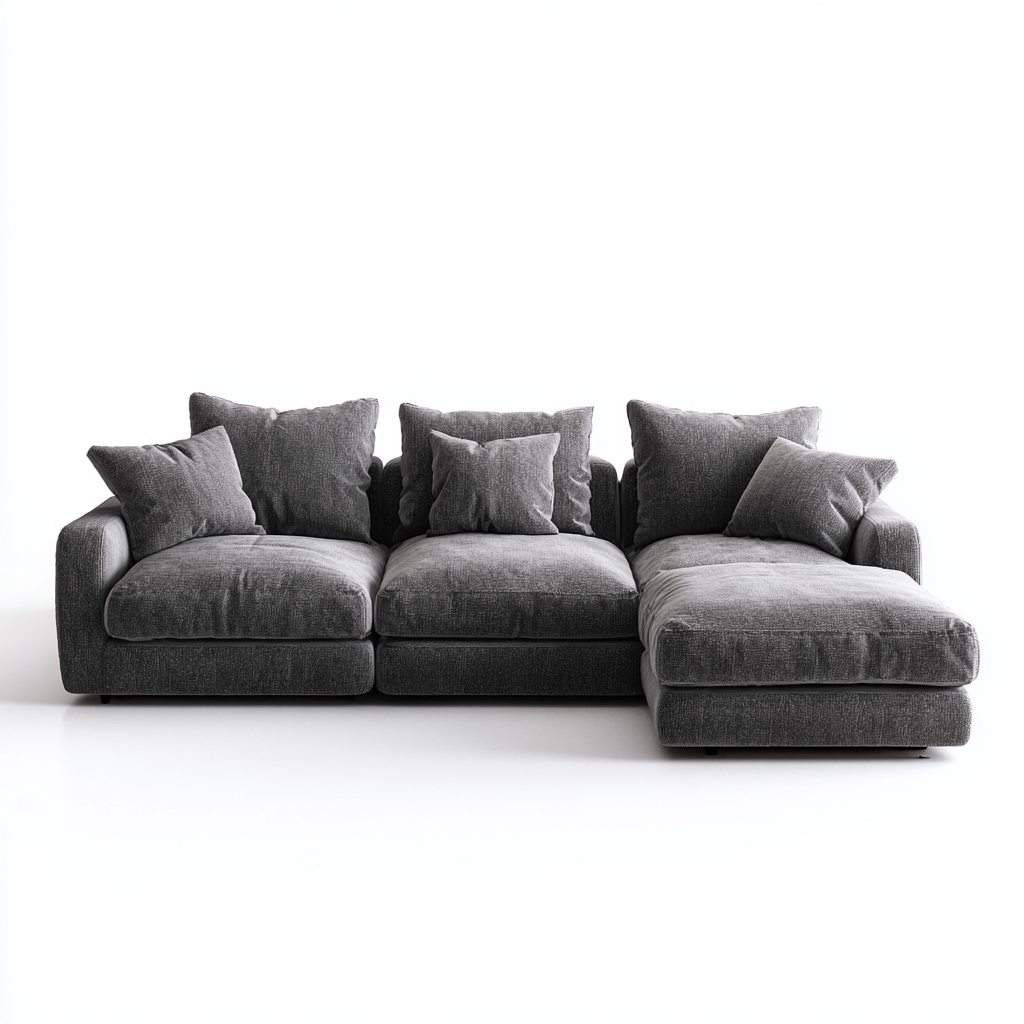 Divani modulari in tessuto 265x160x78 cm grigio - design moderno per soggiorno