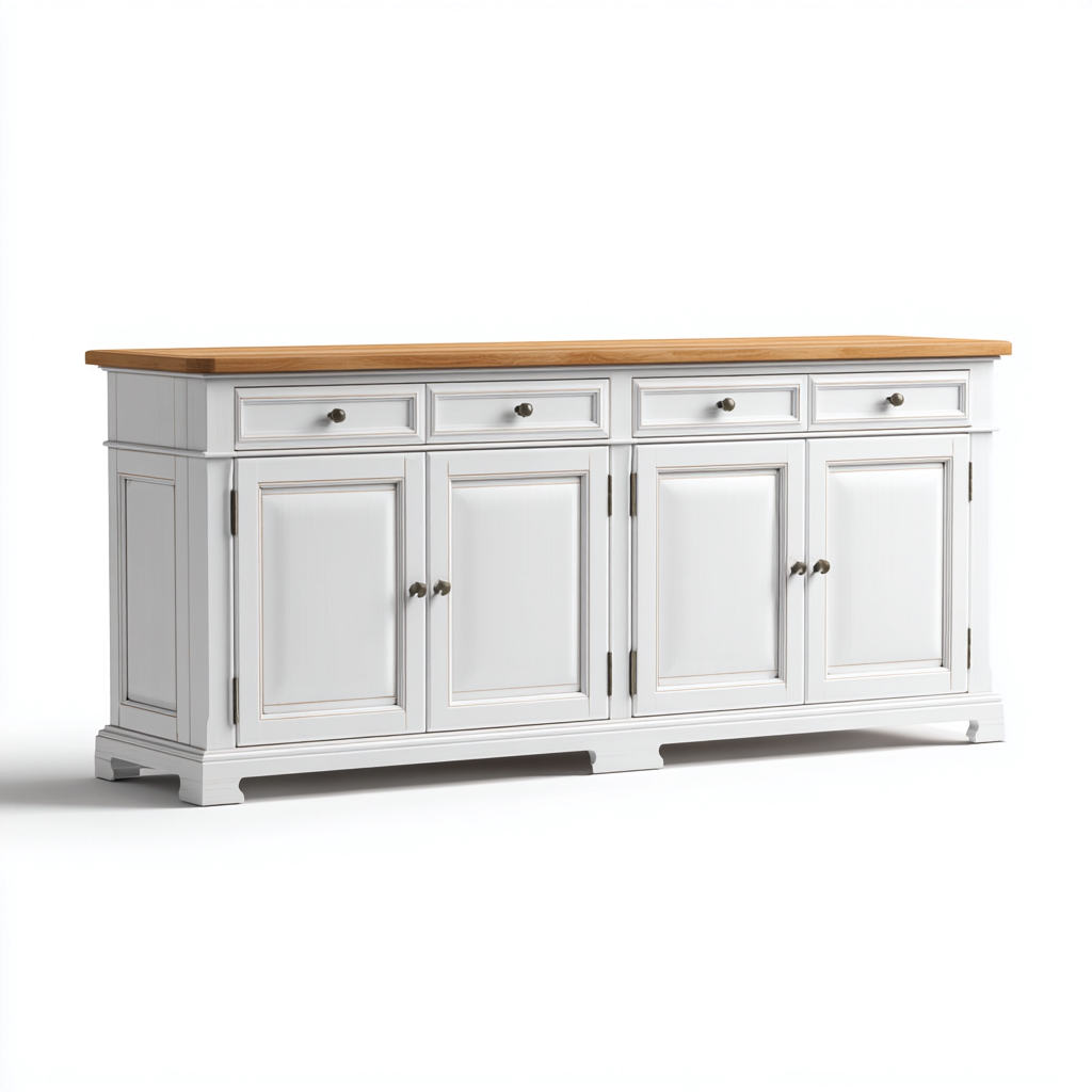 Credenza in legno bianco-marrone chiaro per sala da pranzo 180x45x90 cm - design classico moderno