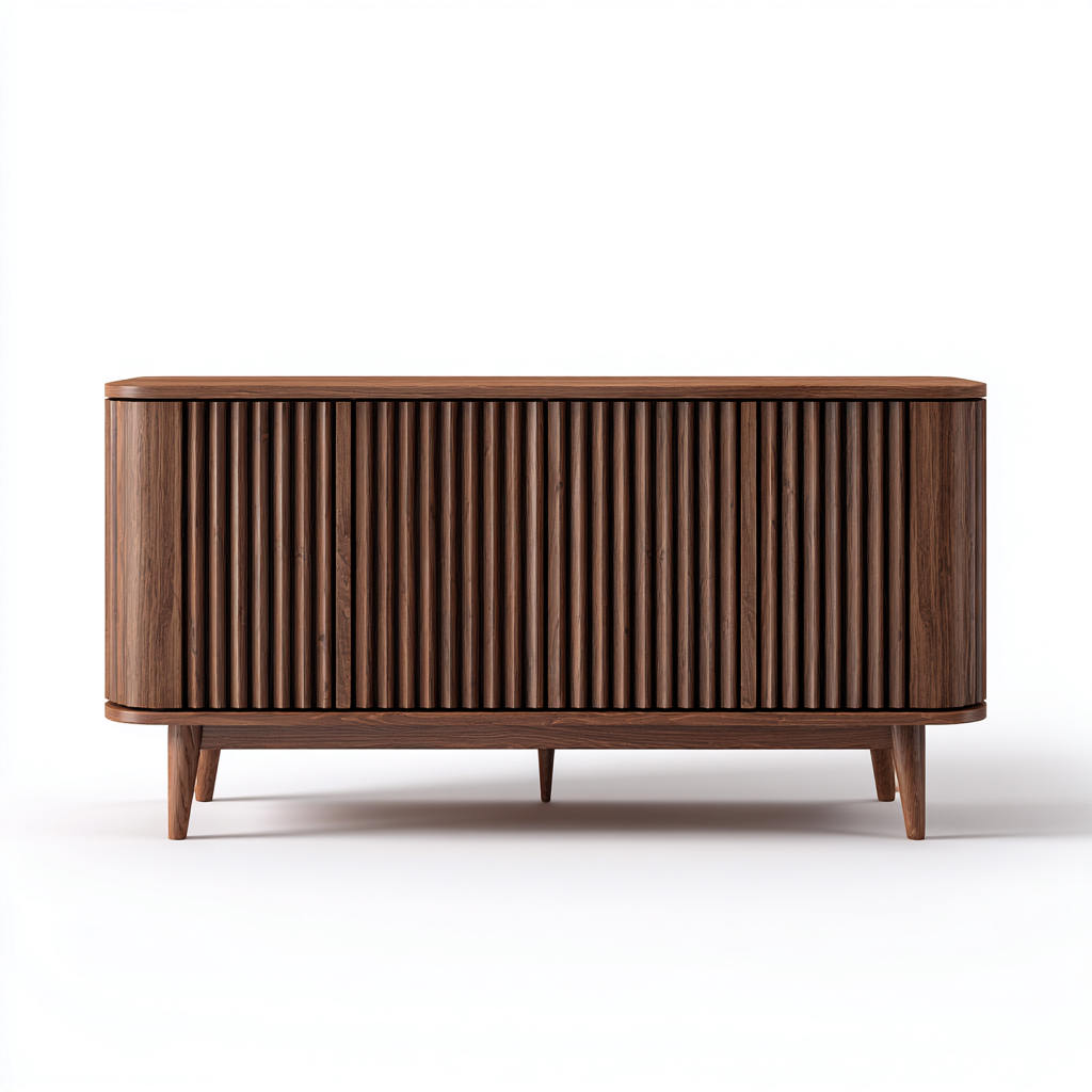 Credenza in legno marrone scuro per sala da pranzo 160x42x85 cm - design moderno scanalato