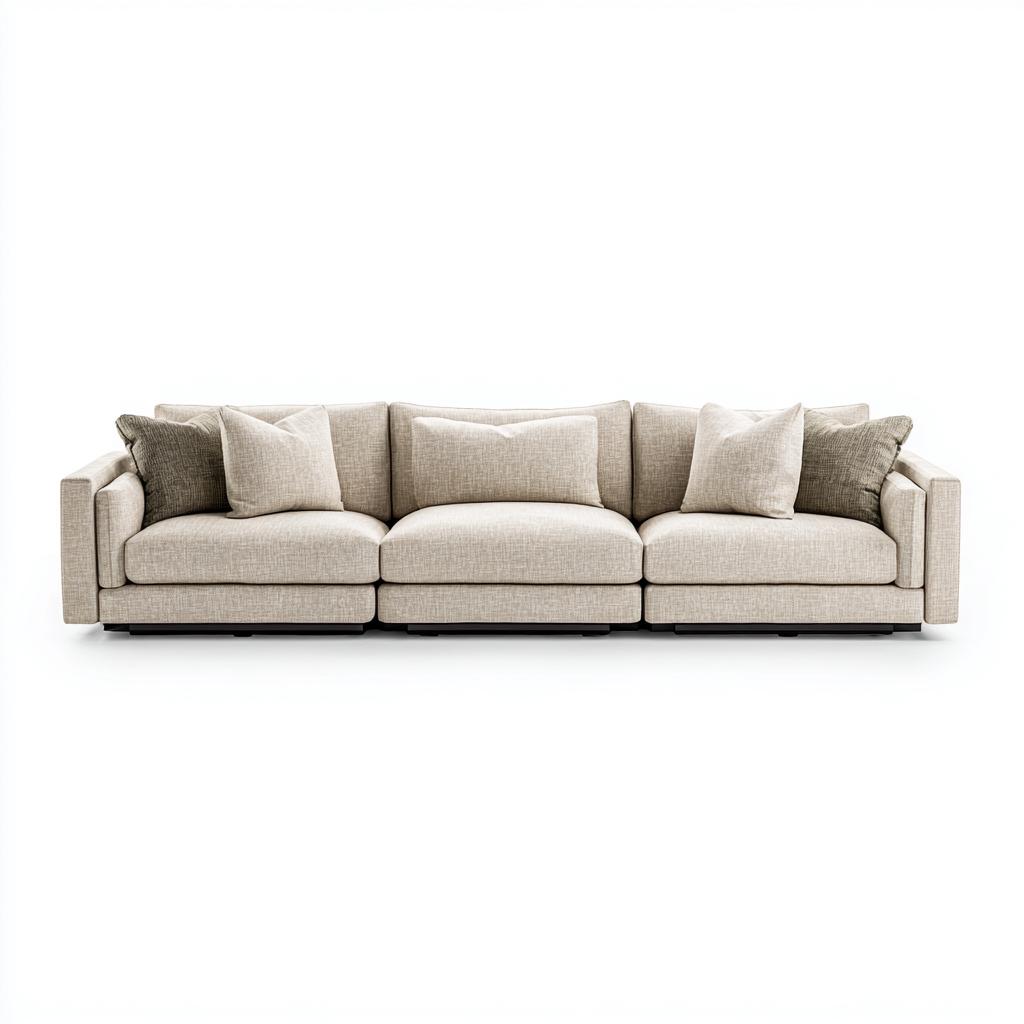 Divani a 3 posti in tessuto per soggiorno 305x105x82 cm - beige chiaro - design contemporaneo