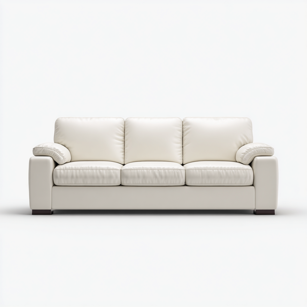 Divani a 3 posti in similpelle per soggiorno 215x90x85 cm - bianco crema - design moderno