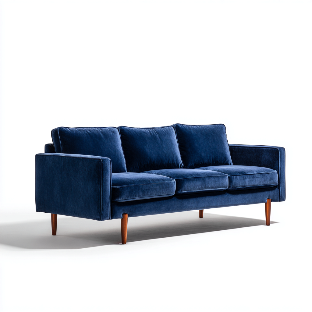 Divani a 3 posti in velluto 215x86x82 cm blu-marrone - design moderno per soggiorno