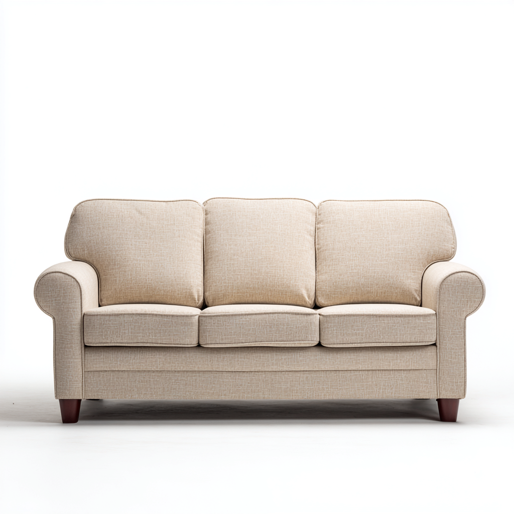 Divani a 3 posti in tessuto per soggiorno 210x92x88 cm - beige chiaro - design classico contemporaneo