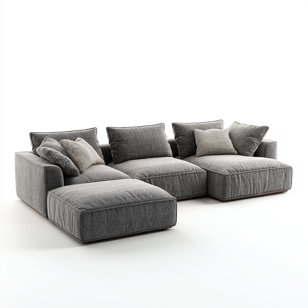 Divani modulari in tessuto 268x165x78 cm grigio - design moderno per soggiorno