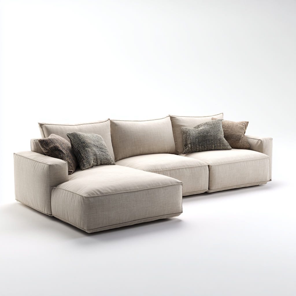 Divani modulari in tessuto 270x165x77 cm beige - design moderno per soggiorno