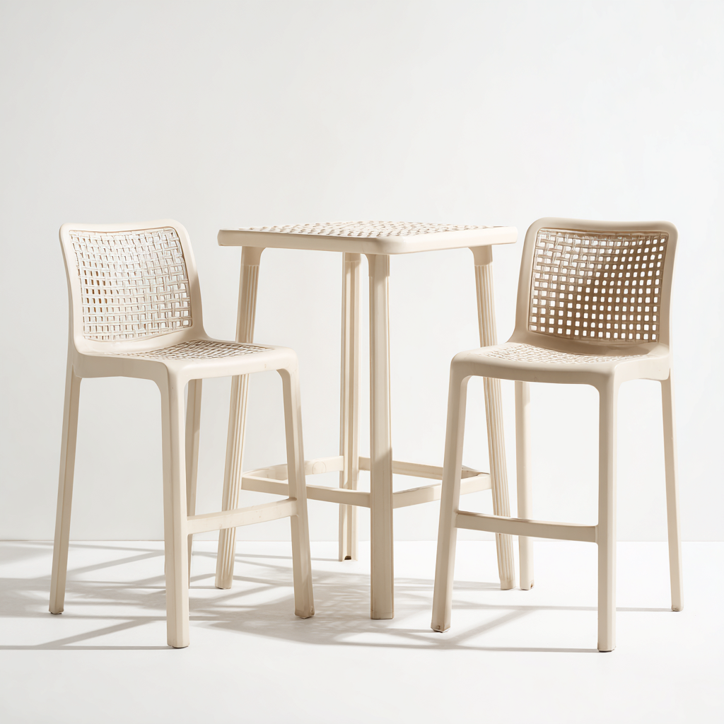 Set salotto da terrazza in resina 70x70x105 cm - beige - stile moderno per esterno