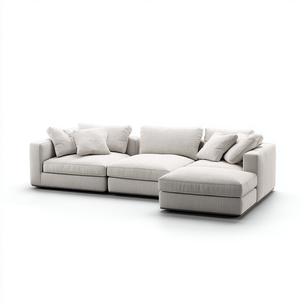 Divani modulari in tessuto 265x162x78 cm beige - design moderno per soggiorno