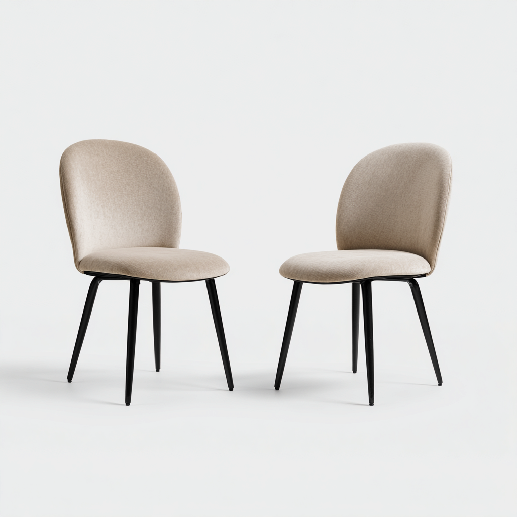 Sedia da pranzo in velluto beige chiaro-nero per sala da pranzo 49x57x84 cm - design moderno