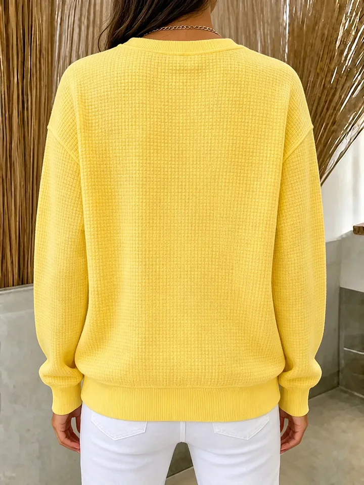 CLEARANCE SALE🔥Women's Waffle Knit Crewneck Sweatshirt