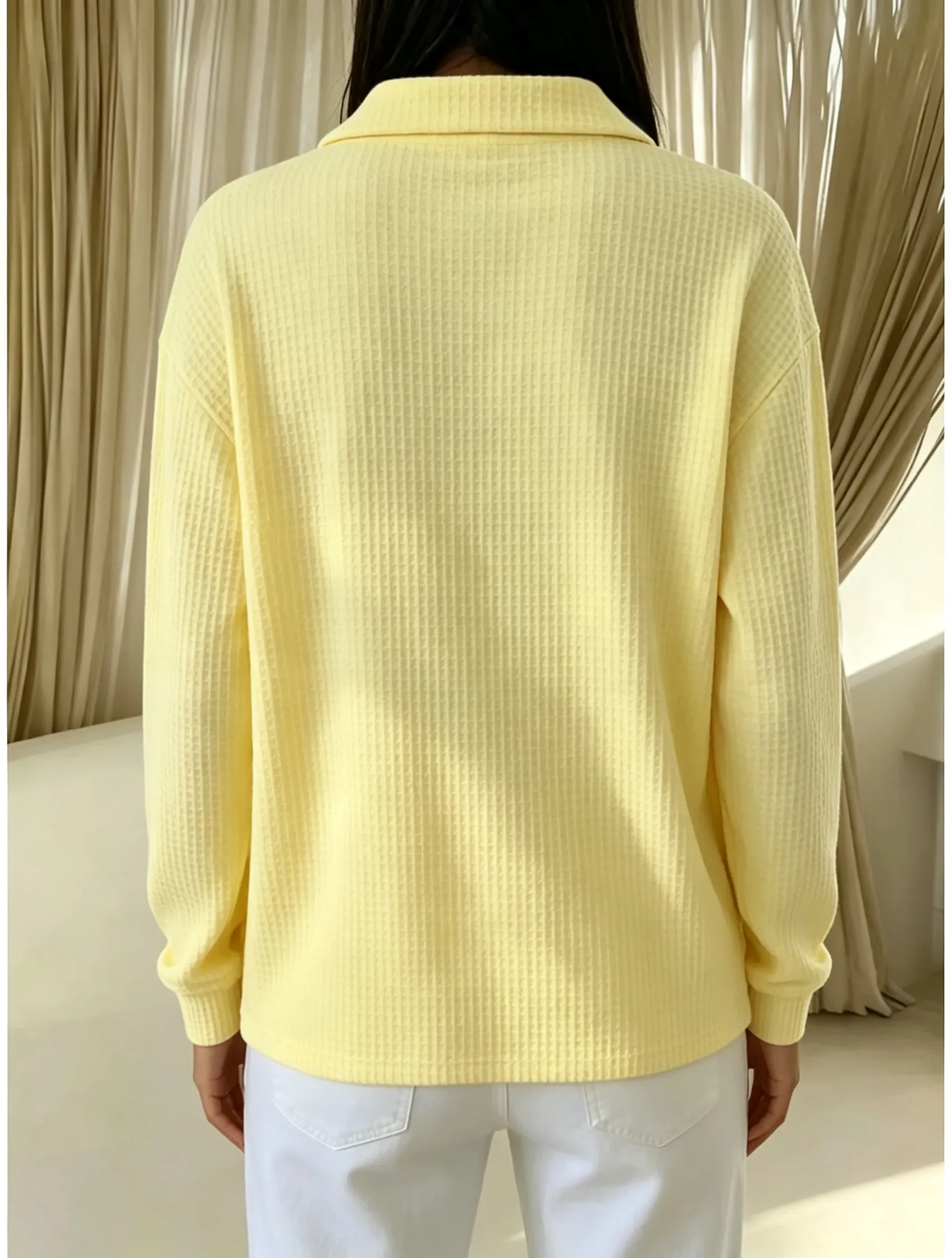 CLEARANCE SALE🔥 Women’s Oversized Waffle Polo Blouse