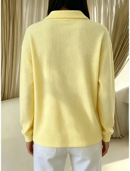 CLEARANCE SALE🔥 Women’s Oversized Waffle Polo Blouse
