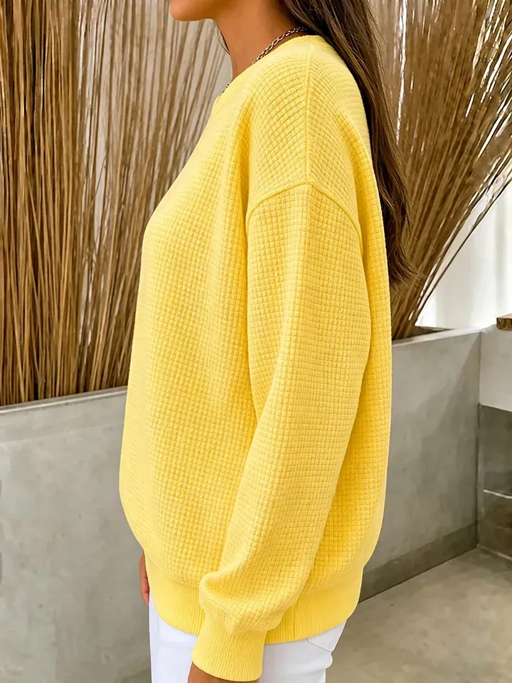 CLEARANCE SALE🔥Women's Waffle Knit Crewneck Sweatshirt