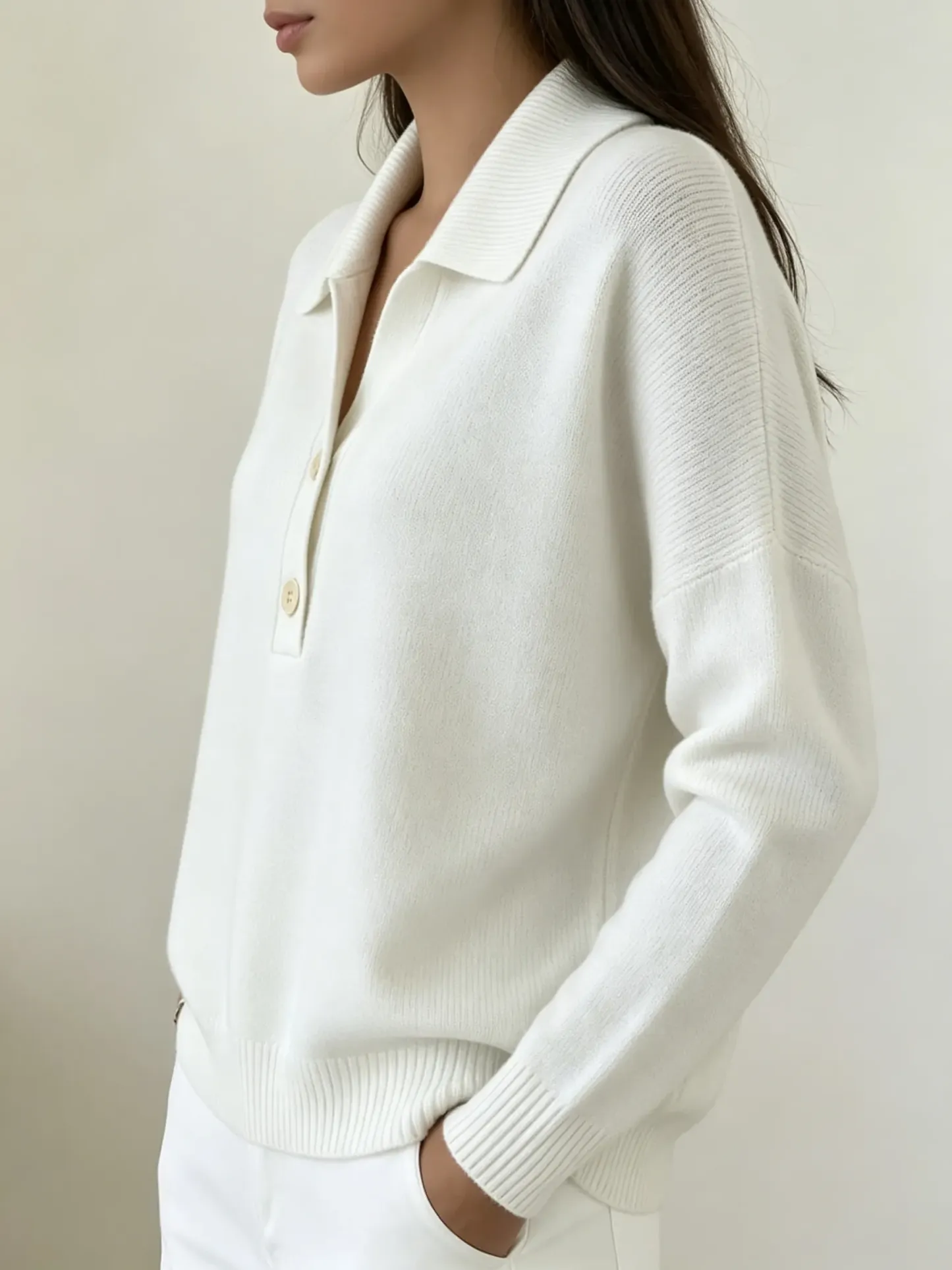 CLEARANCE SALE🔥Women's Collared Button-Front Knit Pullover
