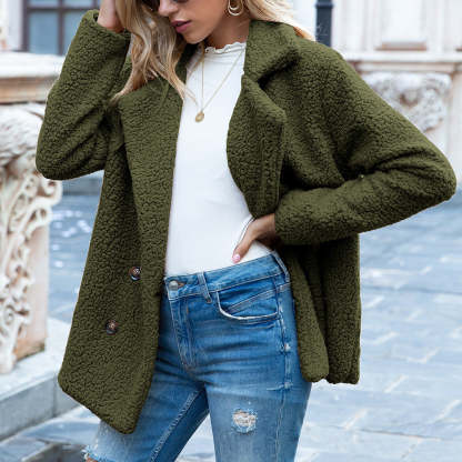 CLEARANCE SALE🔥Loose Lapel Winter Button Jacket Cardigant Fluffy Coat - 51% OFF