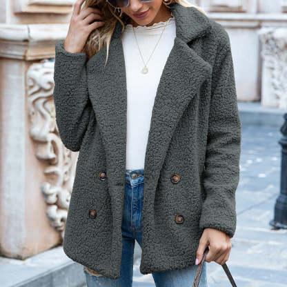 CLEARANCE SALE🔥Loose Lapel Winter Button Jacket Cardigant Fluffy Coat - 51% OFF