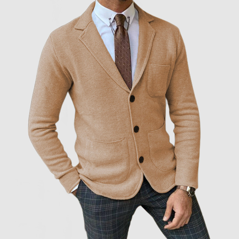 CLEARANCE SALE🔥 Men's Elegant Lapel Long Sleeve Knit Jacket