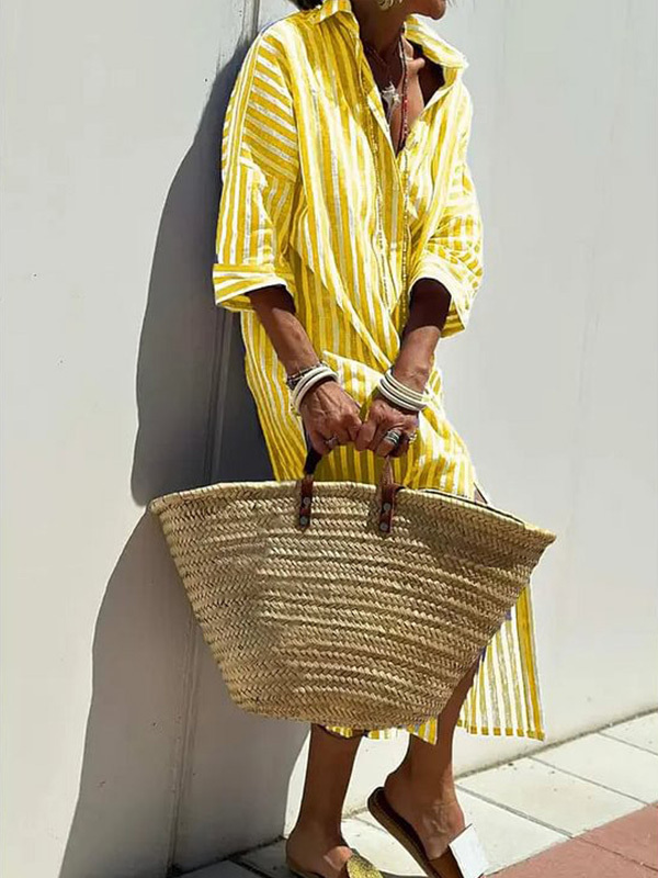 Classic Striped Summer Shirt Dress