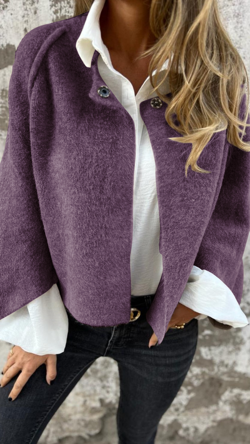 NEW IN- 50% OFF🔥Women's Cotton Woolen Round Neck Woolen Long Sleeve Coat