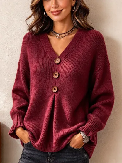 💝💝Special Price Today | Women's Soft V-Neck Textured-Knit Sweater