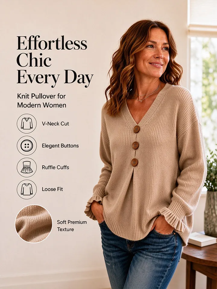 💝💝Special Price Today | Women's Soft V-Neck Textured-Knit Sweater