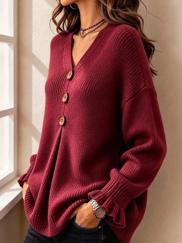 💝💝Special Price Today | Women's Soft V-Neck Textured-Knit Sweater