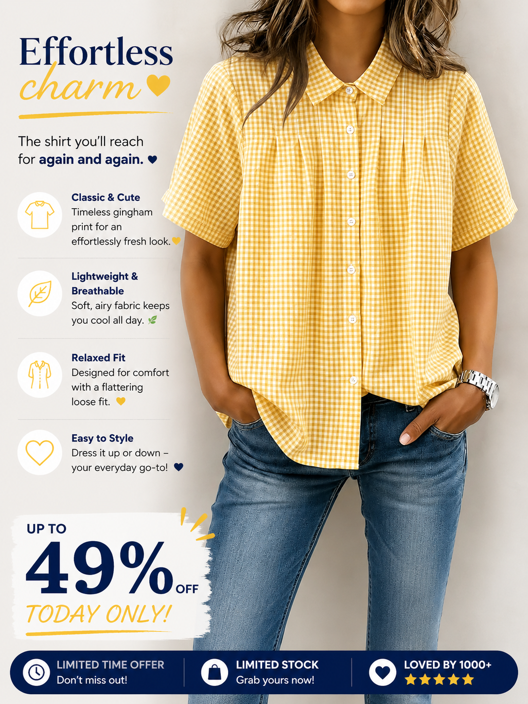 Today 49% off🔥Women’s Casual Gingham Checkered Shirt