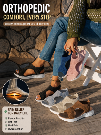 Women's Open-Toe Orthopedic Wedge Sandals – Lightweight, Breathable & Joint-Friendly