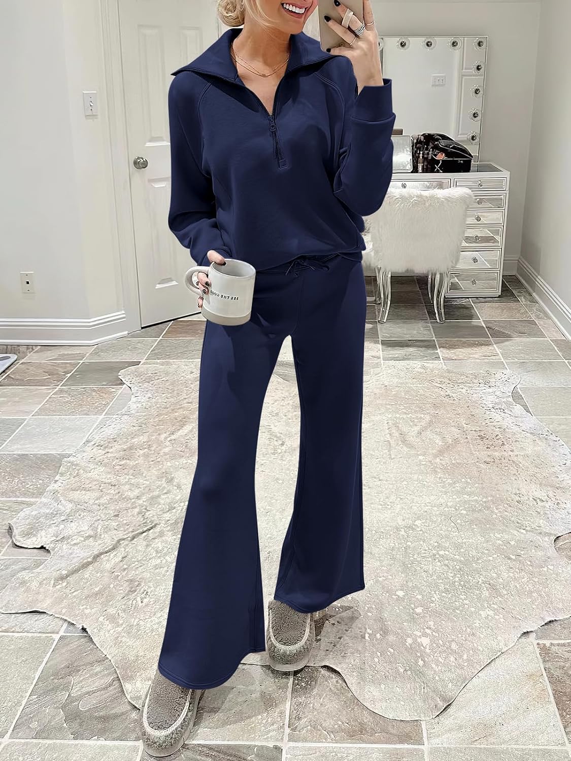 2024 Fall Trendy Outfits Oversized Two Piece Sweatsuit