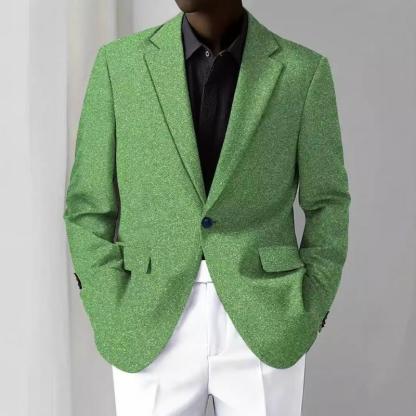 Men's Casual Solid Notch Lapel One Button Blazer