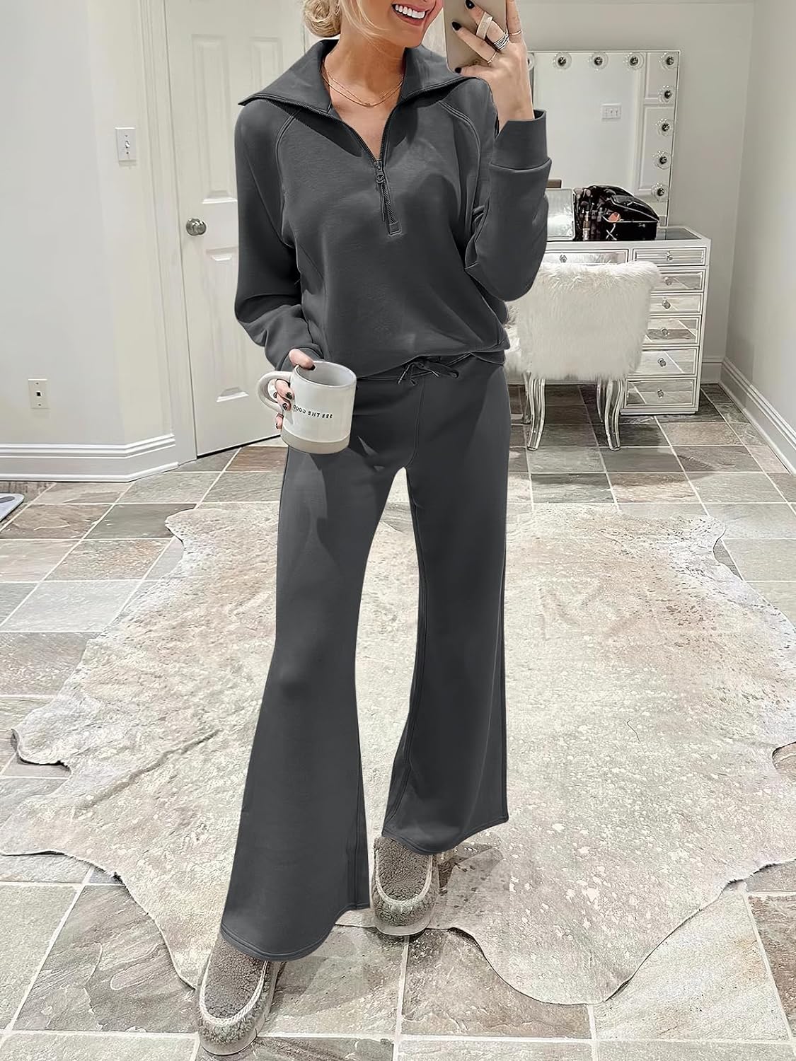 2024 Fall Trendy Outfits Oversized Two Piece Sweatsuit