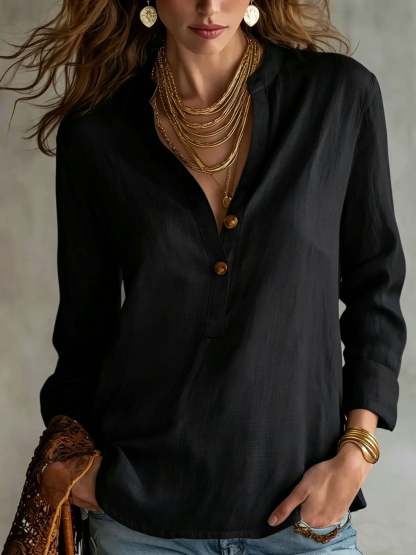 50% OFF Women's Linen Henley Blouse