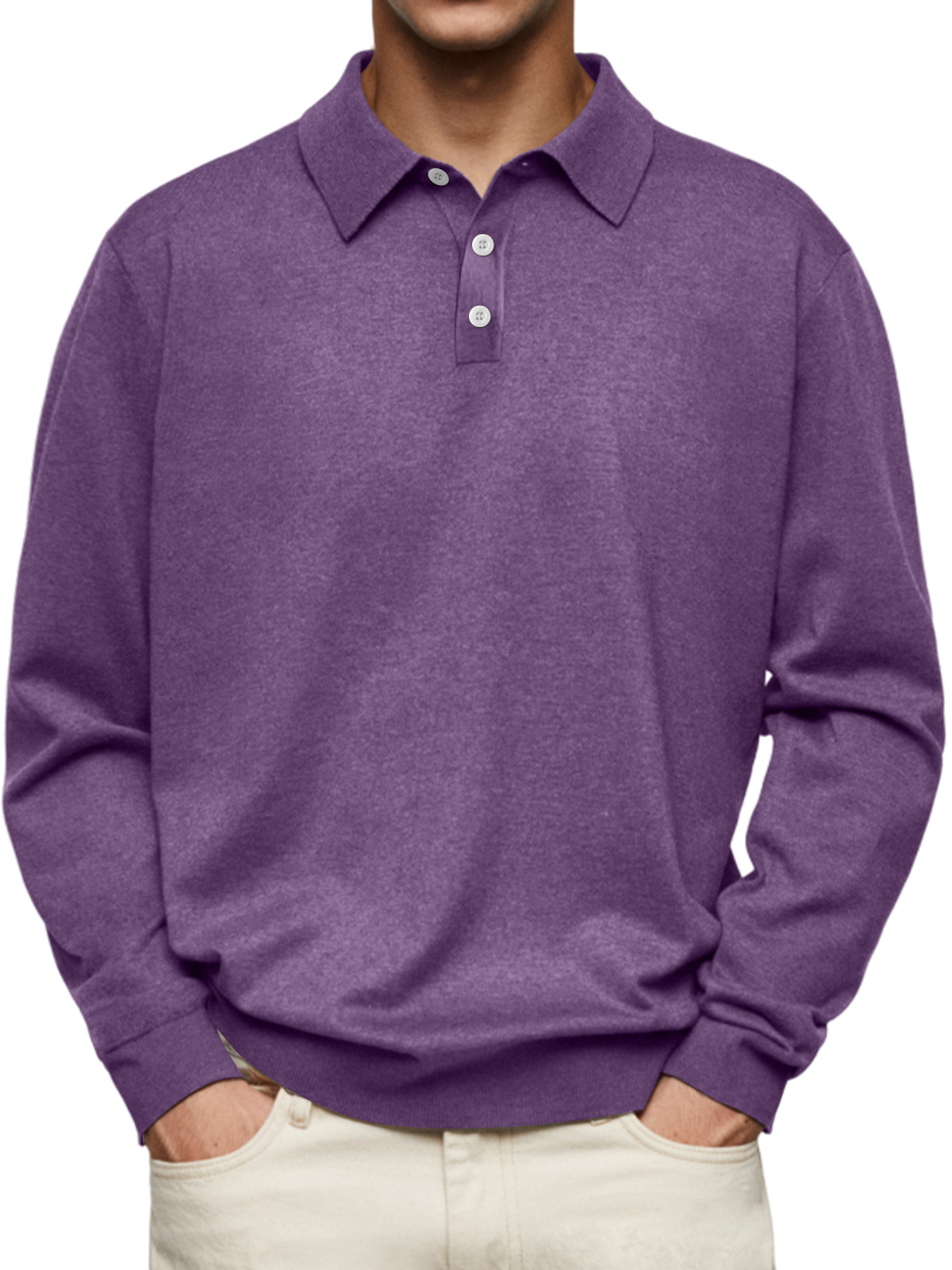 CLEARANCE🔥 Men's Casual and Comfortable Solid Color Lapel Long Sleeve POLO Shirt