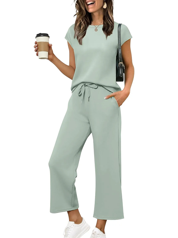 ⏰ LAST DAY SAVE 50% 💥Women Summer Vacation Outfits Cap Sleeve Tops Lounge Matching Sets