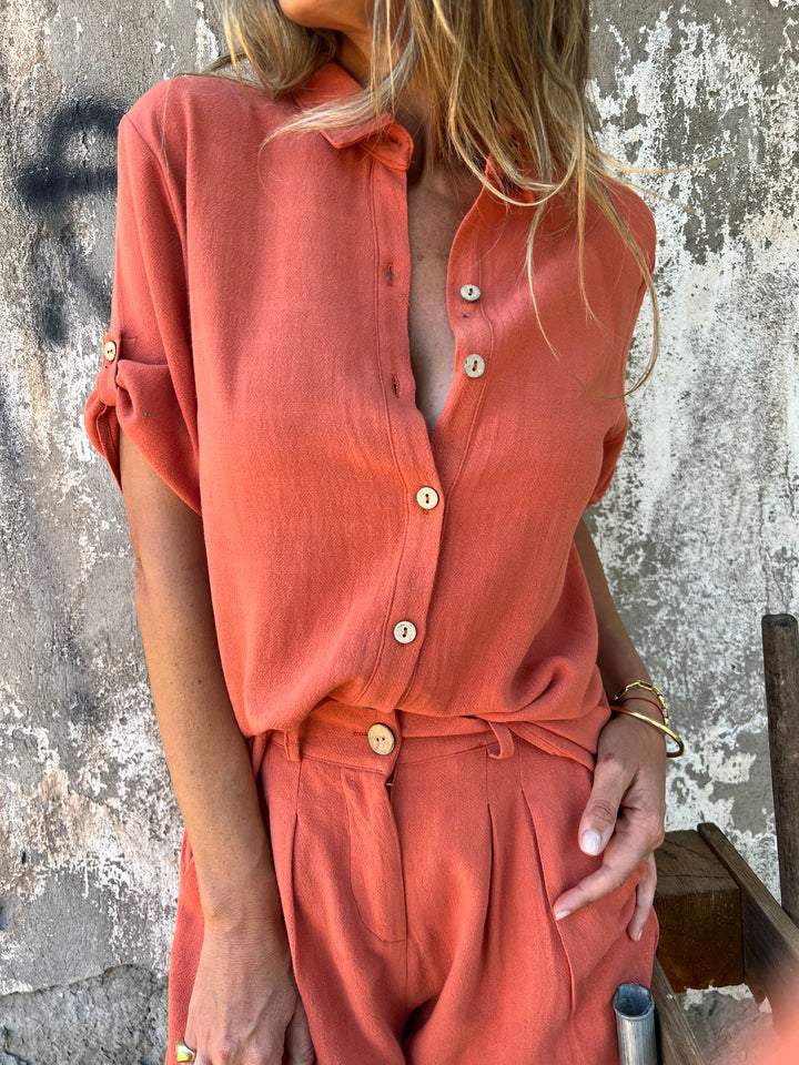 CLEARANCE🔥Cotton and linen lapel shirt two-piece suit