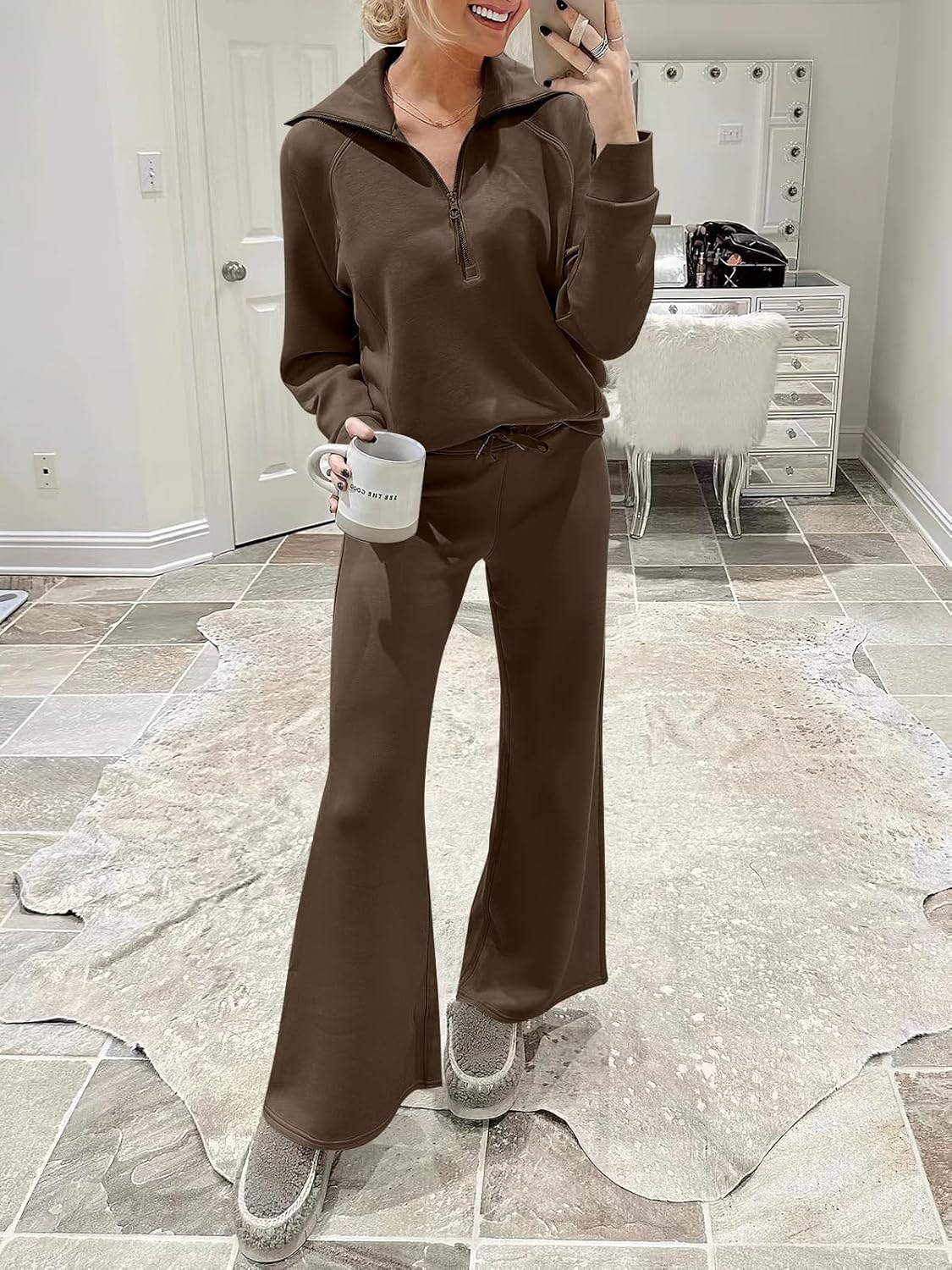 2024 Fall Trendy Outfits Oversized Two Piece Sweatsuit