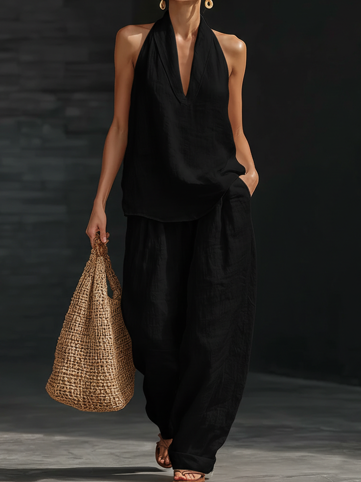 Casual And Cozy Minimalist Linen Two-piece Set