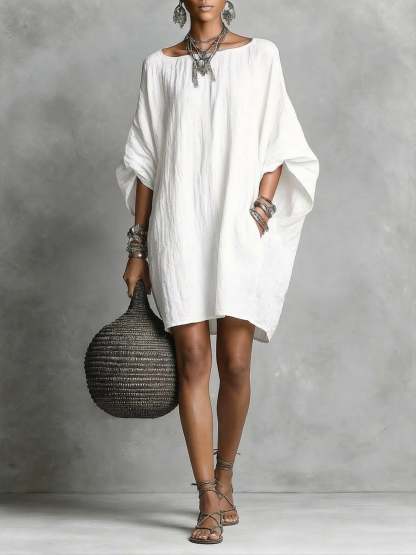 Casual cotton and linen dress