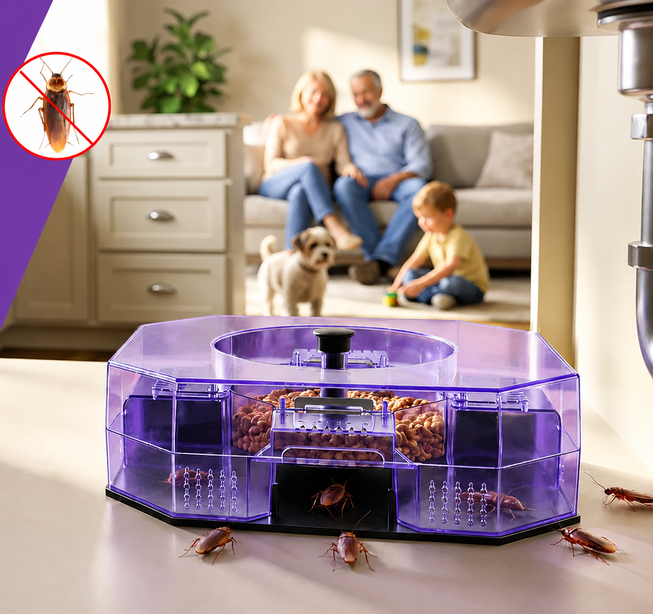 🔥Reusable Effective Roach Trap， Non-Toxic Sticky Cockroach Catcher for Kitchen Home Indoor Pest Control