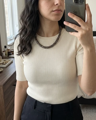 Customer wearing the necklace