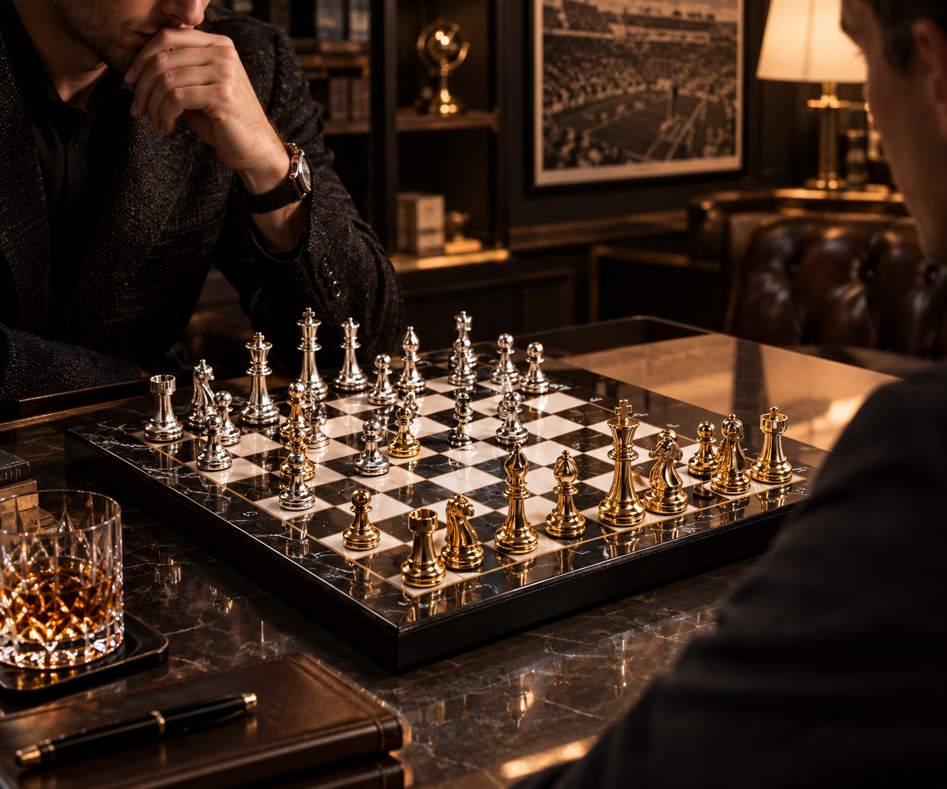 Premium Gold & Silver Weighted Marble Chess Set