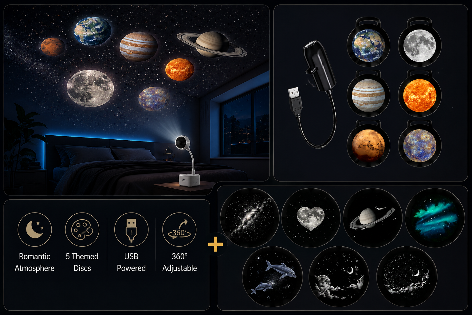🌌Galaxy & Ocean Light Projector – USB Ambient Night Light