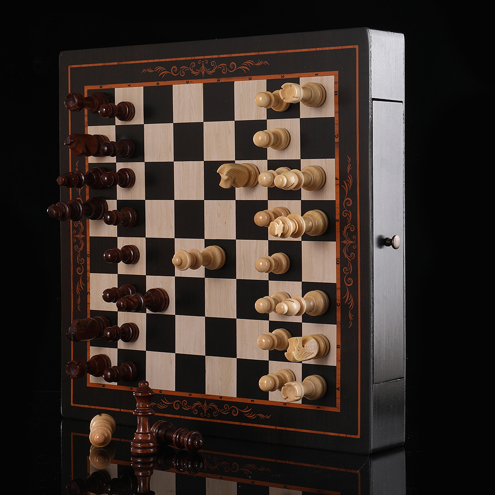 Magnetic Wooden Chess Set with Storage Drawers – Classic Staunton Chess Pieces for Adults & Kids